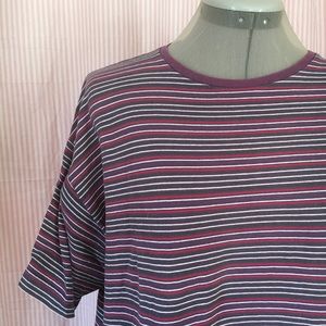 Purple & Black Stripe Honor Short-Sleeve Top